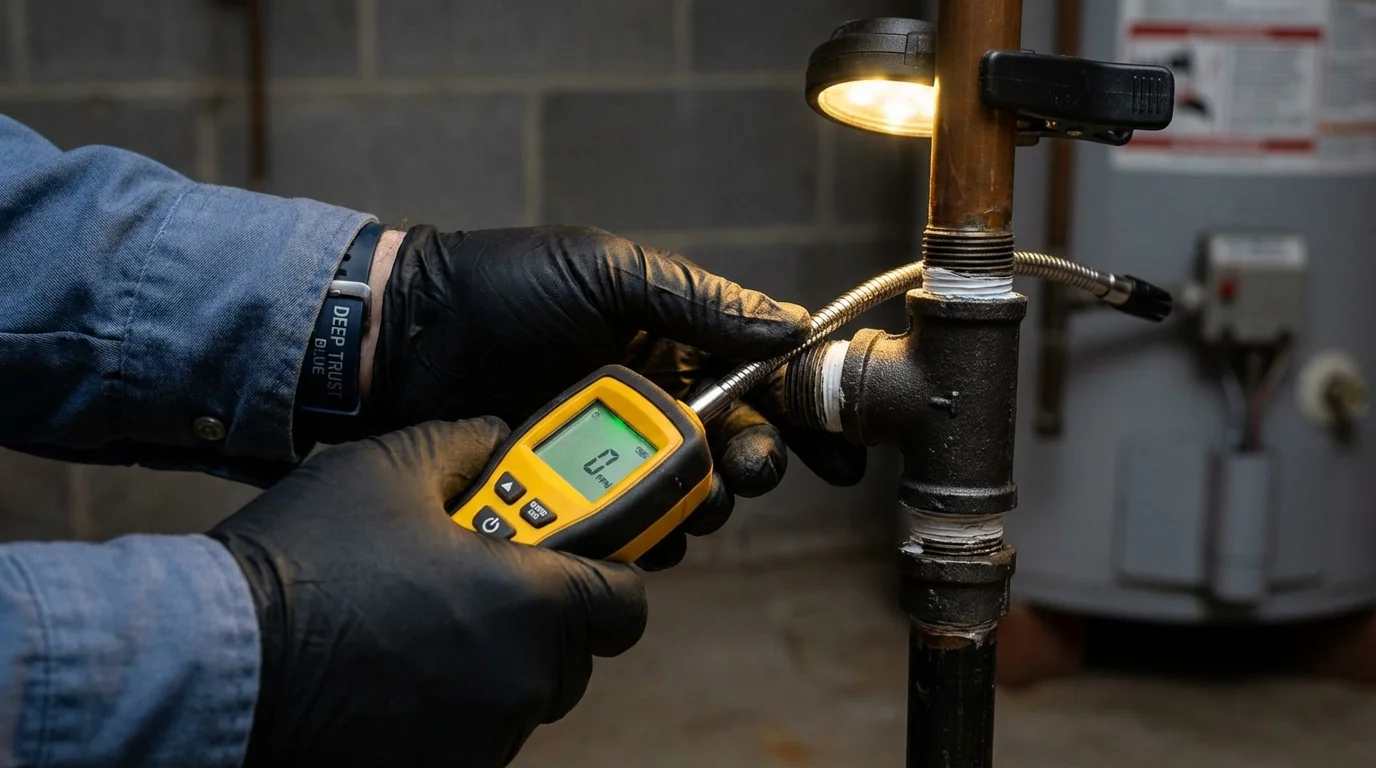Gas leak detection with electronic sniffer by Johns Plumbing LLC in Ferndale